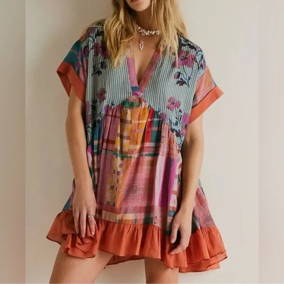 NWT Free People Agnes Mini Dress in Bloom Combo Sz XS - Picture 2 of 6